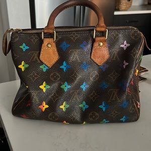 Vintage Louis canvas re-coated speedy 25 in excellent condition with flowers